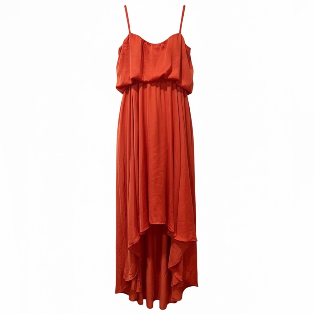 Marciano Orange Thin Strap Flounce Top High Low Flowy Dress Size 2